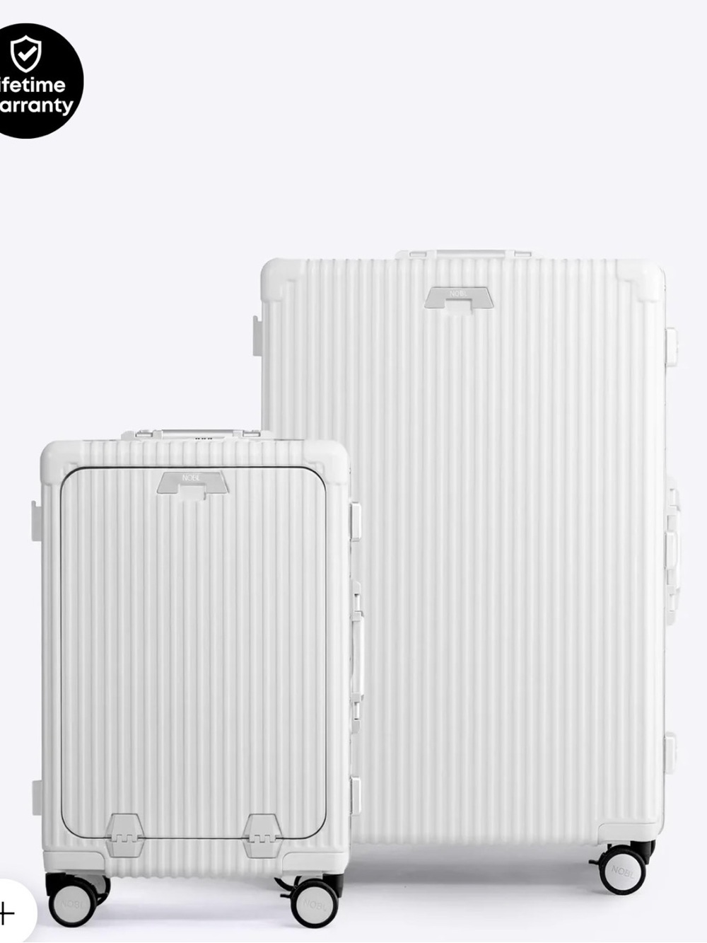 White Hardshell Spinner Suitcase with Vertical Rib Design - Picture 2 of 2